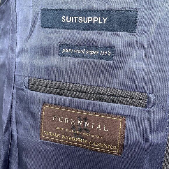 Suit Supply Vitale Barberis Canonico‎ Blazer Men 42L Gray Super 110s Wool Italy - Picture 6 of 14